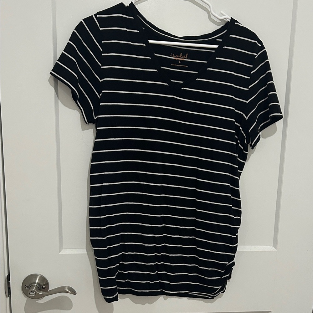 Isabel Maternity Black and White Stripe Top